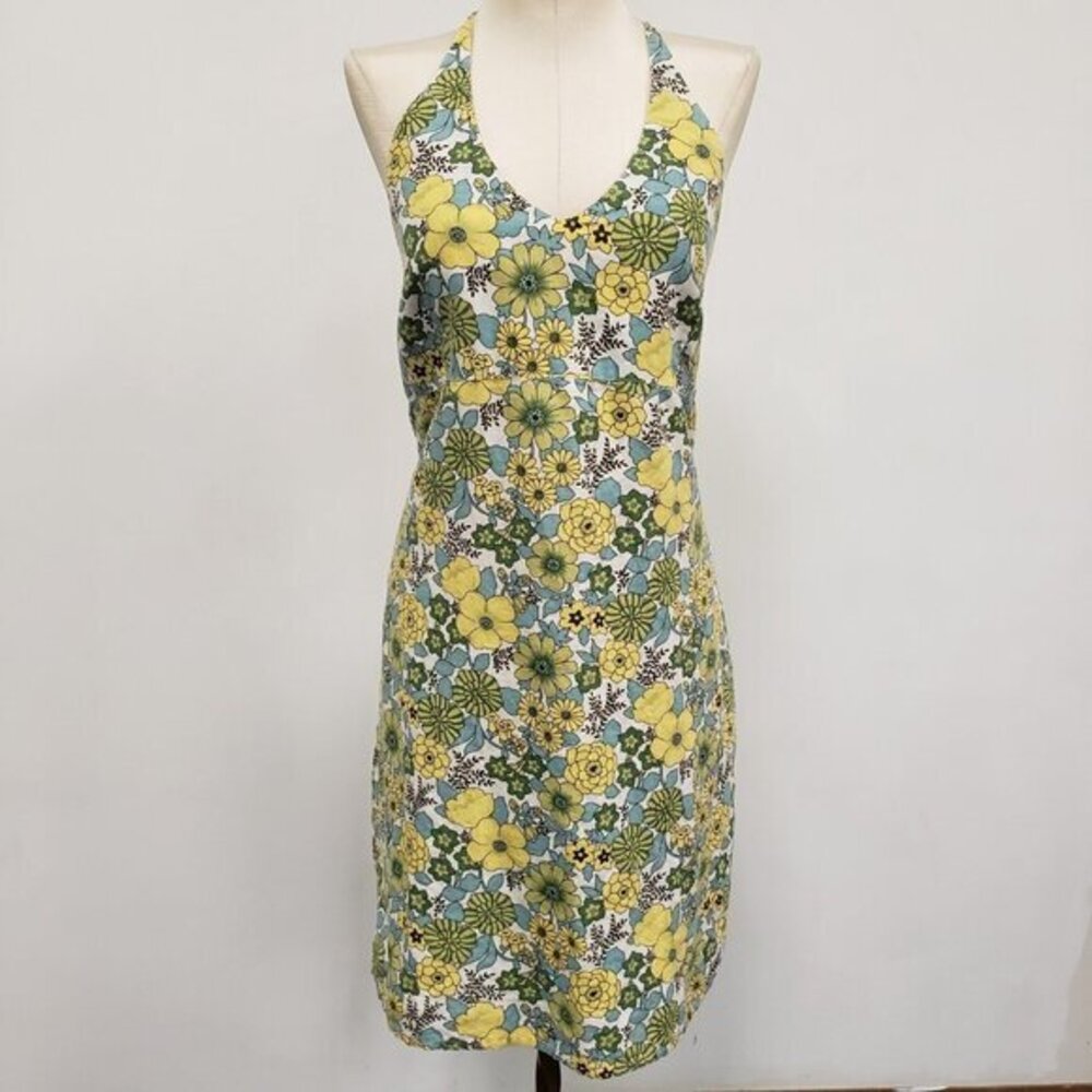 Old Navy Yellow Green Floral Halter Dress